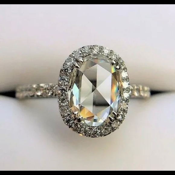 Jewelry - Stunning Rose Cut Oval Moissanite Engagement Ring